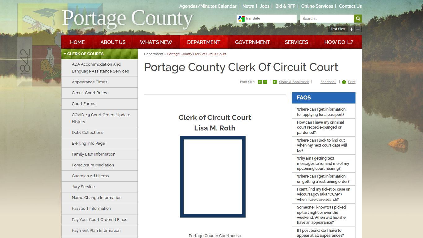 Portage County Clerk of Circuit Court | Portage County, WI